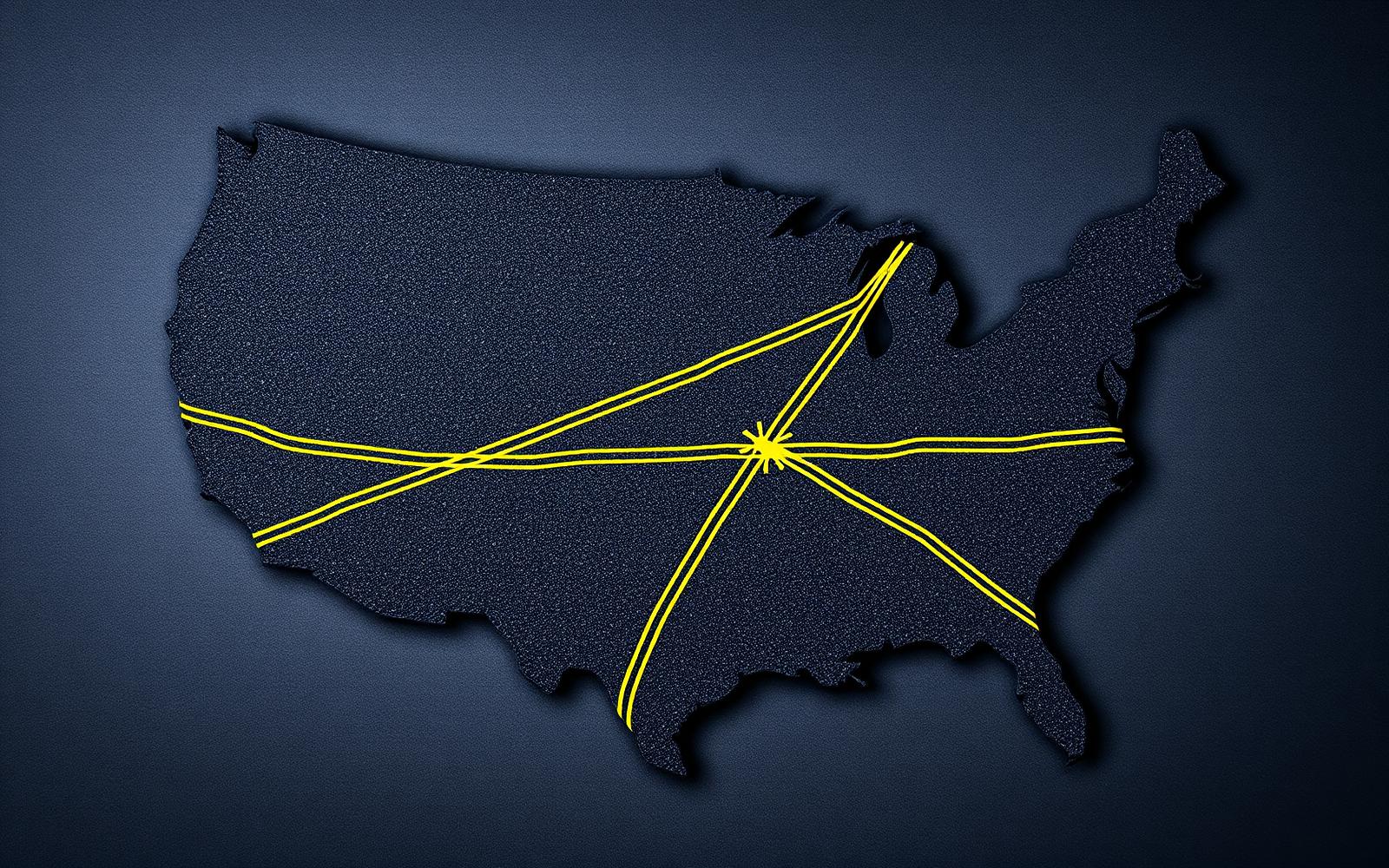 Map of the United States showing Budget Paving's nationwide crew network